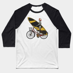 Surfer Skeleton on a Bike Baseball T-Shirt